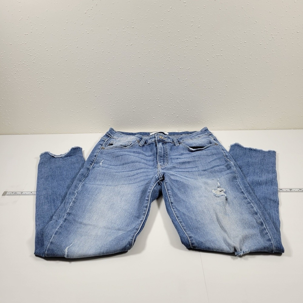 Kancan Women's Jeans Distressed Raw Hem Size 30 Blue